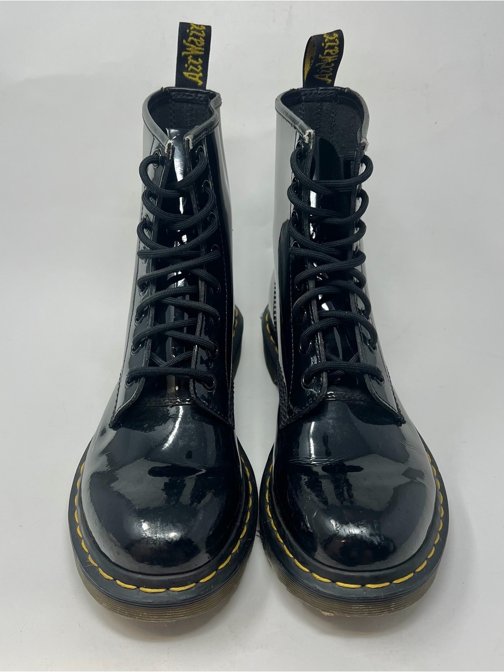 Dr. Martens Black Patent Lace-Up Combat Boots Women’s 8 - Picture 5 of 14